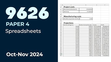 9626 Paper 4 - October November 2024  Spreadsheets - MS Excel.