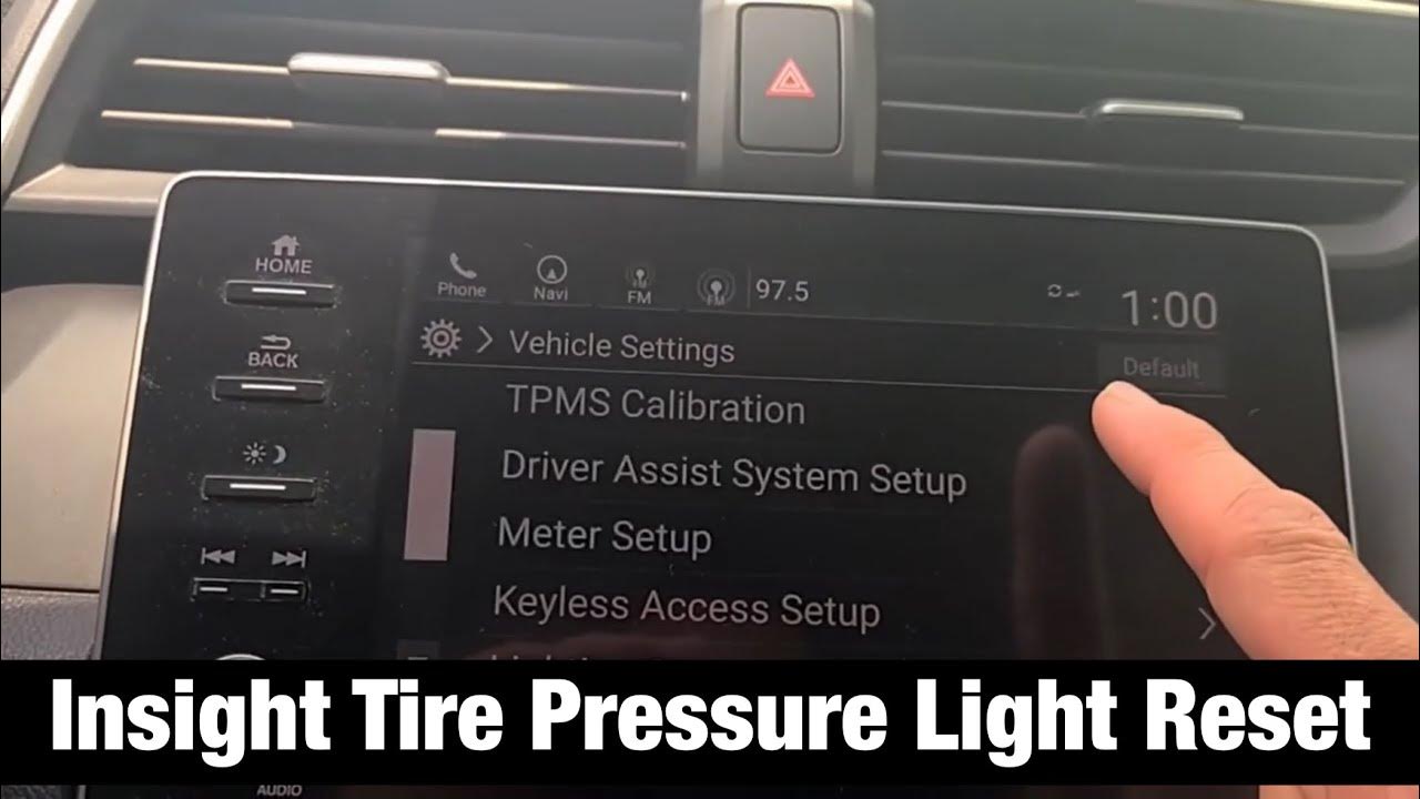 2019 Honda Insight Tire pressure light reset - YouTube