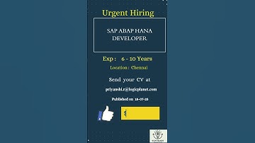 SAP ABAP HANA Developer #sap #abapprogramming  #hyderabad #bangalore #pune #ahmedabad #noida #remote