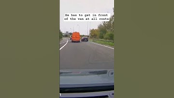 Reckless BMW drivers very dangerous overtake and then cuts up a van on the motorway slip road.