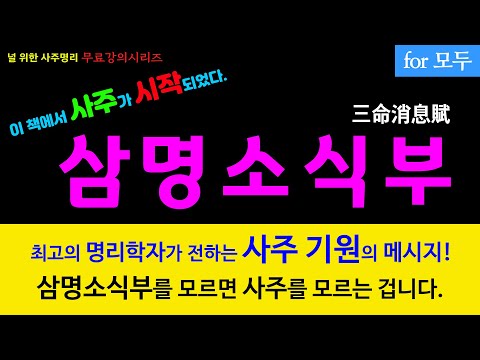 사주의 기원 : 삼명소식부 1강 三命消息賦  원저자 낙록자 珞琭子