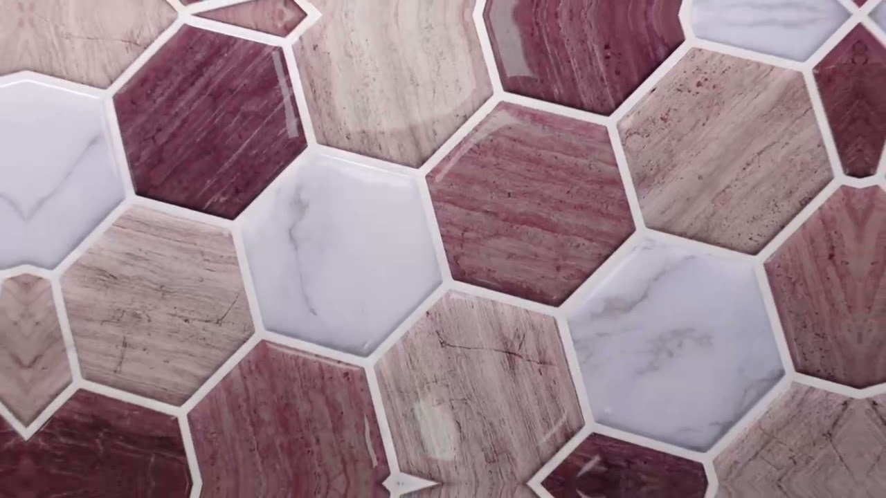MORCART - Regular hexagon Decals Peel And Stick Backsplash Tile - YouTube