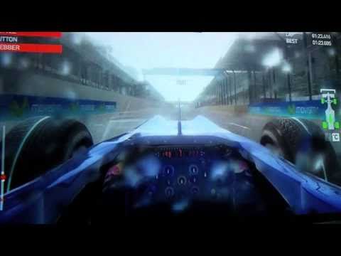 Anthony Davidson is at the wheel of Codemasters' upcoming game - F1 2010 - for a race in the wet at Interlagos, Brazil.