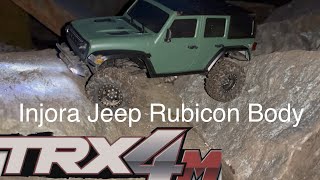 First Run New Injora Jeep Rubicon Body On Traxxas TRX4M Defender Chassis