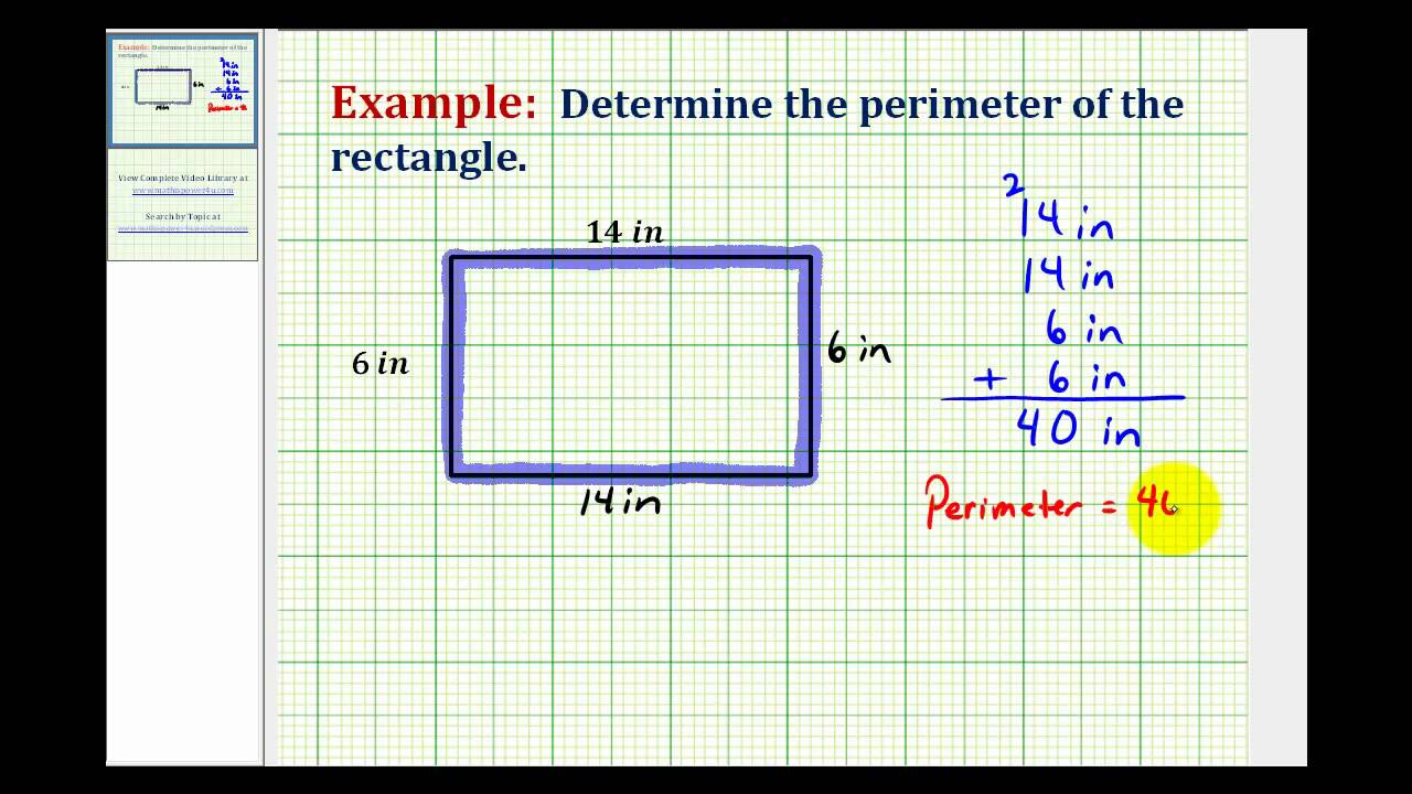 Ex: Determine the Perimeter of a Rectangle Involving Whole Numbers 