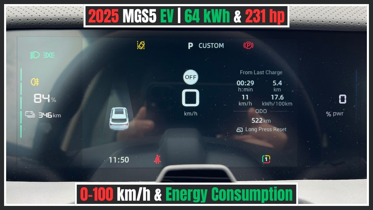 2025 MGS5 EV (231 hp & 64 kWh) 0-100 & Energy Consumption Tests