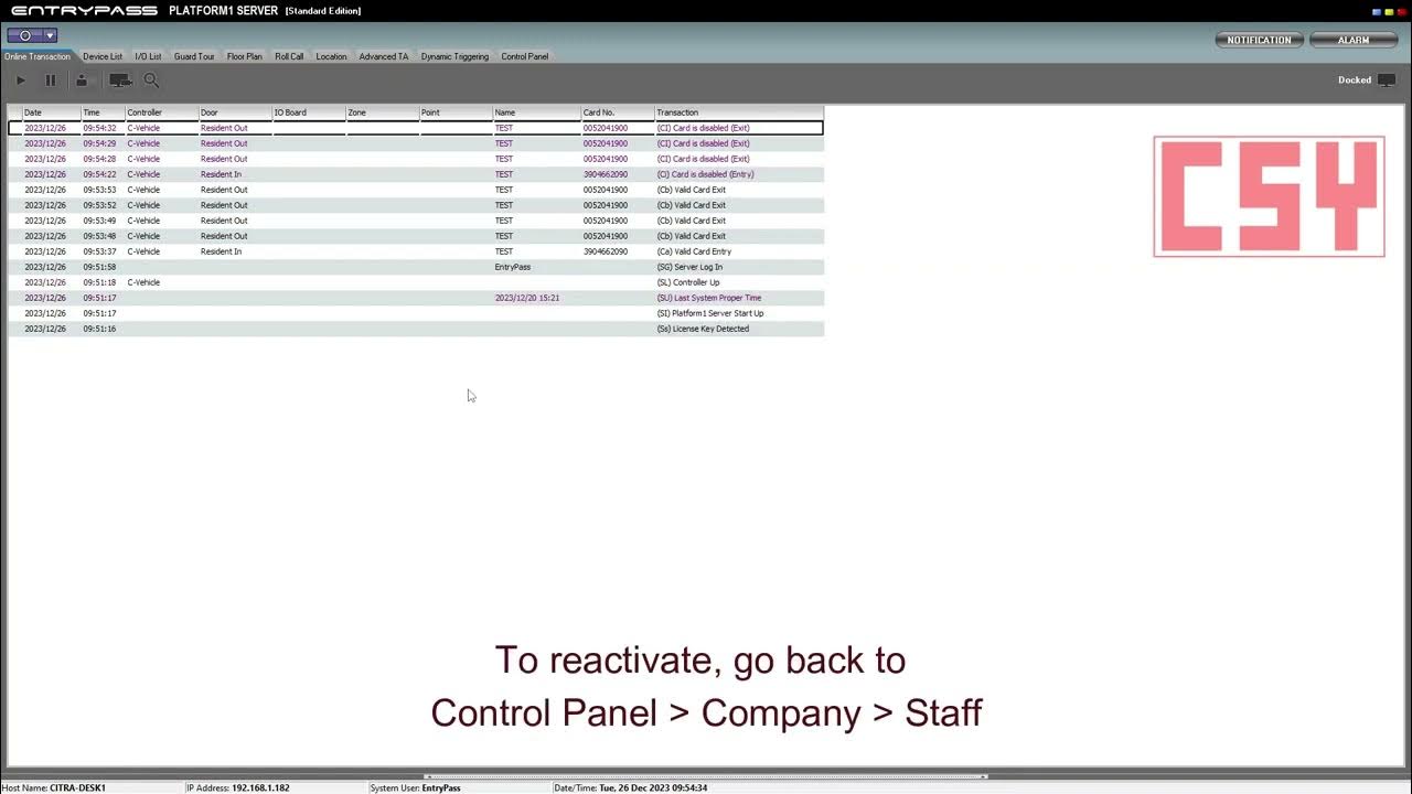 EntryPass P1 How to Activate and Deactivate User YouTube