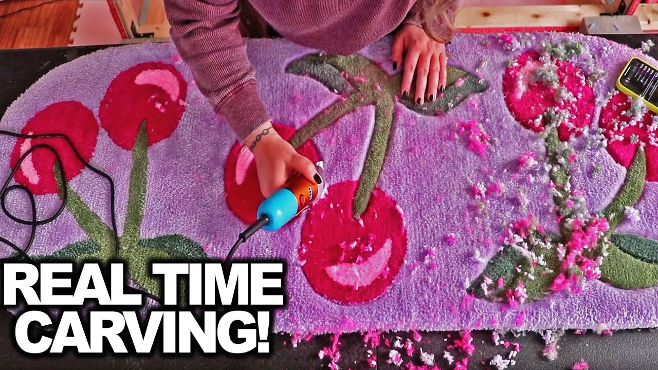 RUG SCULPTING IN REAL TIME 🤤 The Completely Finished Cherry Rug! - YouTube