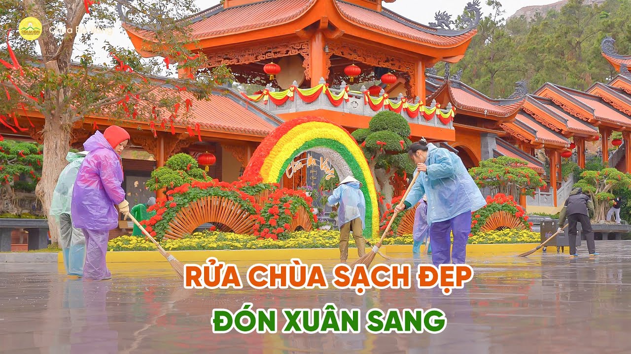 28 Tết - Rửa chùa sạch đẹp, rộn ràng đón xuân