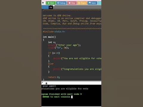 C program using If Else Statement | Eligibility for vote program | # ...
