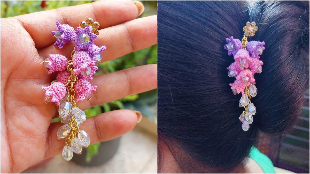 How to make Beautiful Crochet Hair Pin DIY CROCHET HAIRPIN Crochet