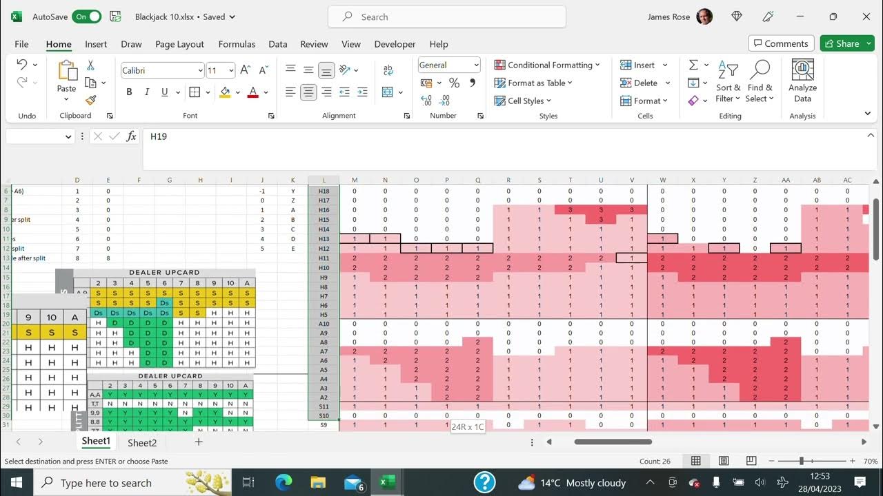 Advanced Excel, 8 Deck Blackjack, Card Counting YouTube