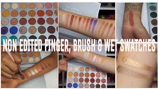 NON EDITED FINGER, BRUSH & WET SWATCHES! NEW THE JACLYN HILL PALETTE COLLABORATION WITH MORPHE