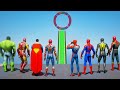 HULK VS IRONMAN VS SPIDERMAN SUITS | SUPERHEROES Racing Challenge Sea Ramp Competition