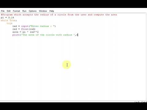 Program which accepts the radius of a circle from the user - YouTube