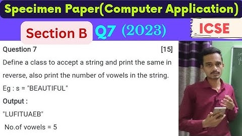 reverse and no of vowels | specimen paper solutions | icse java class 10 icse @padhaikrlo