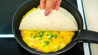 Just pour an egg on a tortilla and add ham and this breakfast will become a favorite. Quick Recipe