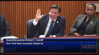 Assemblymember Carroll questioning the MTA at Transportation Budget Hearing