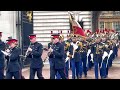 Unseen british military and french troops historic parade at buckingham palace london