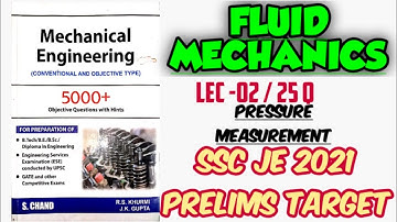 Fluid Mechanics / R S KHURMI Objective / Lec-02 / 25 Q