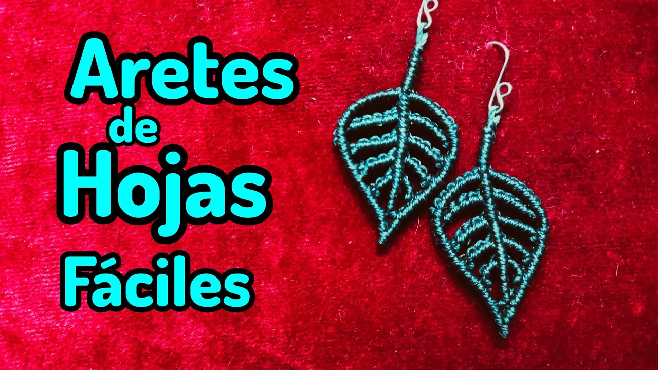 Aretes de hojas en macramé|pendientes con hilo encerado|tutoría DIY paso a paso