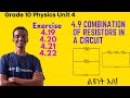 Grade 10 Physics Unit 4 4 9 Combination Of Resistors In A Circuit Exercise 4 19 4 20 4 21 4 22 