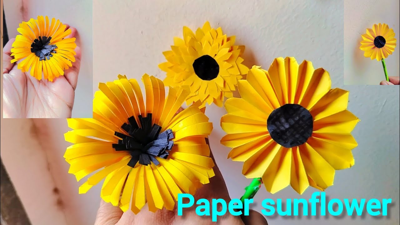 paper flower||sunflower making with paper||sunflower 🌻#dreamycrafter ...