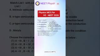 Physics MCQ Practice for Re-NEET 2026#Shorts