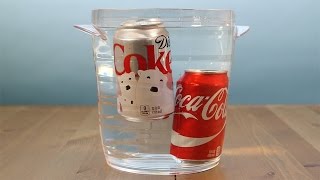 Coke and diet cans have the same amount of liquid in them. but float
regular sink. this is because a denser fluid t...