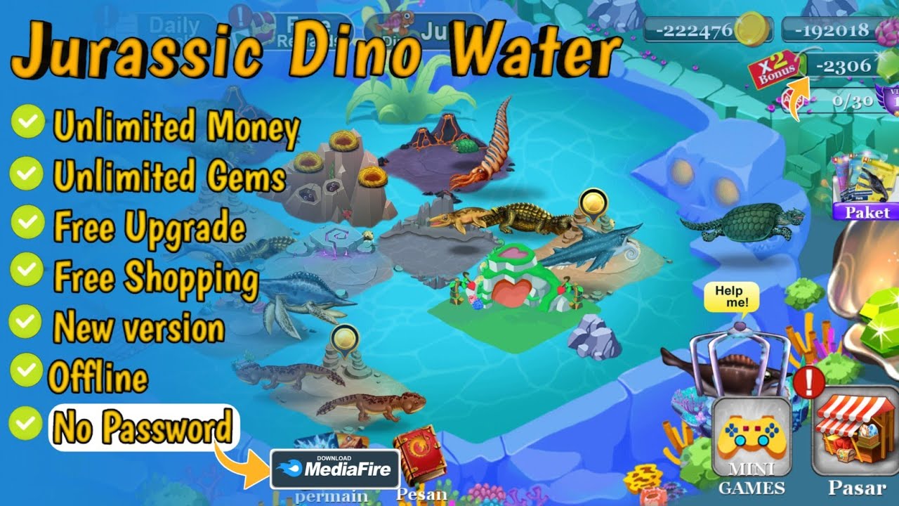Jurassic Dino Water World MOD v13.80 New version Unlimited Money