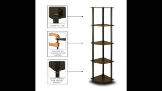 Furinno 99811EX BK Turn N Tube 5 Tier Corner Display Rack Multipurpose Shelving Unit Espresso Black. Product link: http://