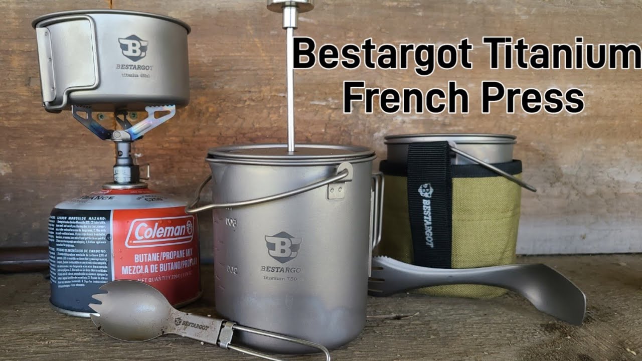 Bestargot Camping Titanium French Press Coffee Maker, 750ml, for