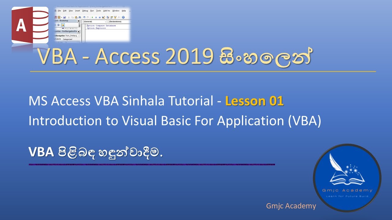 MS Access 2019 VBA Sinhala Tutorial for Beginners - Lesson 01 (Introduction to Course Module)