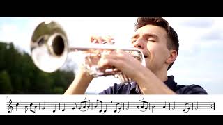 Amazing Grace - Trumpet Solo (Sheet Music on the Screen) Resimi