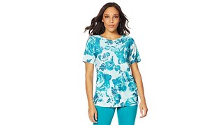 DG2 by Diane Gilman ShortSleeve FloralPrint Top