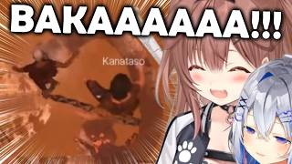 Korone & Kanata CANT STOP Screaming Falling in Chained Together