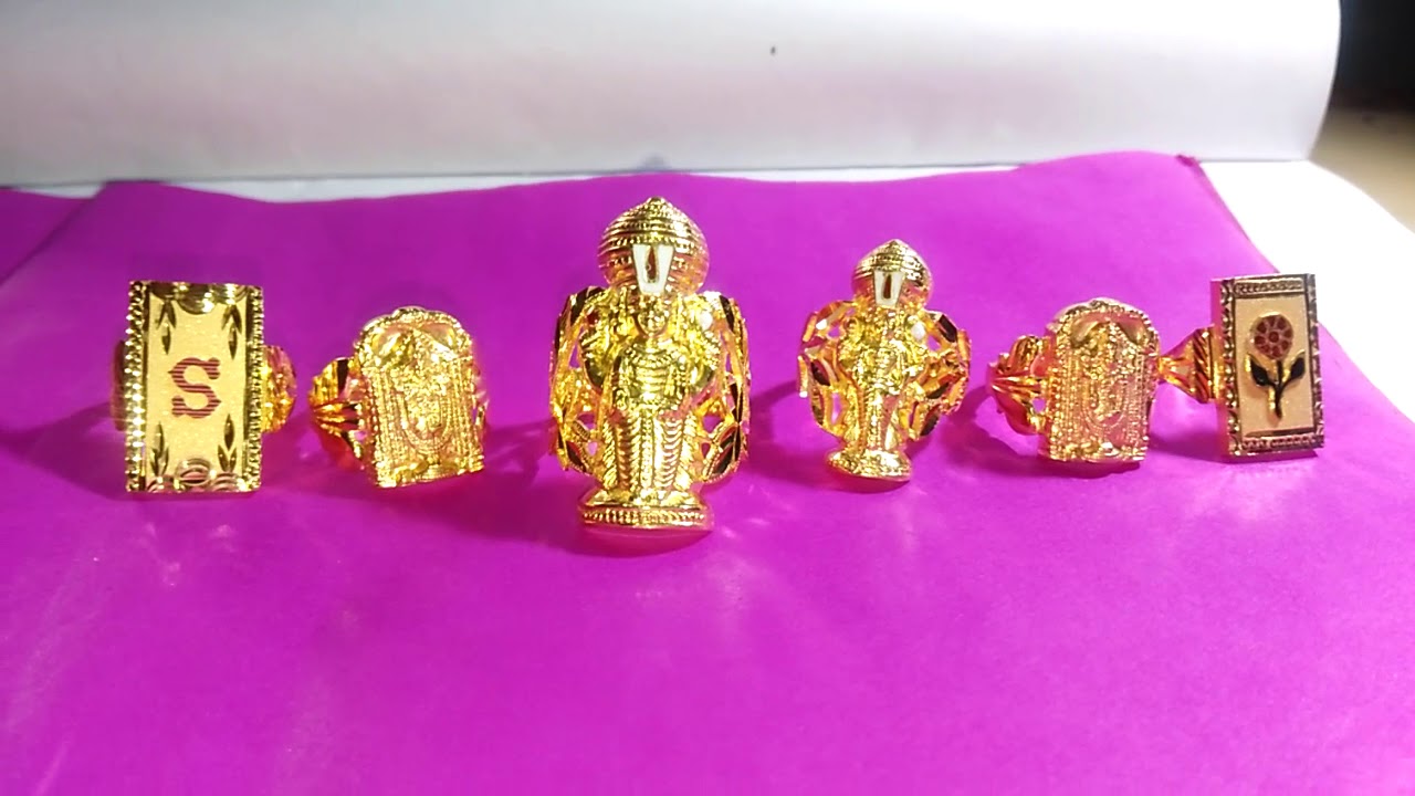 gent's gold finger ring collections|men's gold Venkateswara Swamy rings  designs|gold letters rings - YouTube