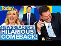 Newsreader’s swift comeback leaves TV hosts in stitches | Today Show Australia