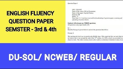 Fluency English- 3/4th Semester question paper | OBE- March 2021 exams | DU-SOL/ NCWEB/ REGULAR