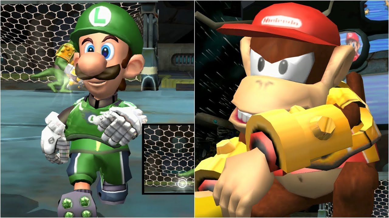 Mario Strikers Charged - Luigi vs Diddy Kong - Wii Gameplay (4K60fps)