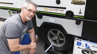 How to level your small camper.  BAL Light Trailer Tire leveler