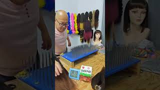 African Synthetic wig making, pre-processing: color mixing. Wig making skills. Handmade. (558)