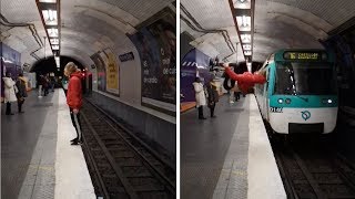 Adrenaline Junkie Does Backflip On Train Platform