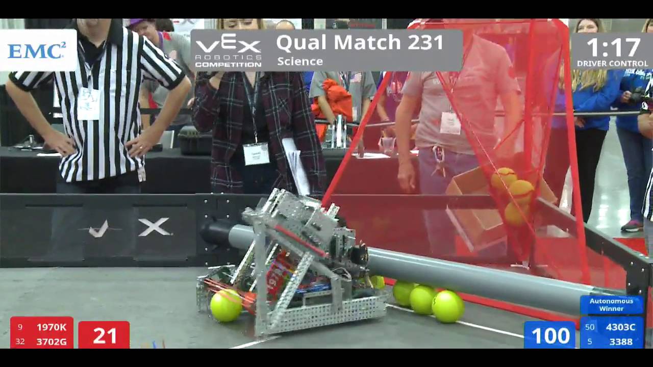 VEX Worlds 2016 - VRC High School - Science - Qual 231 (1970K 3702G) 186 vs 223 (4303C 3388)