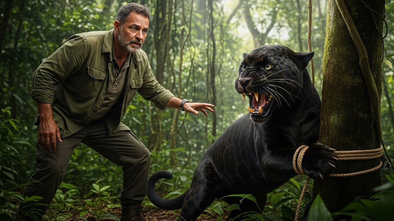 Una pantera atrapada en una red pidió ayuda…días después, no imaginó lo que la selva haría después