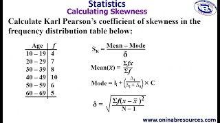 Statistics: Calculating Karl Pearson's Coefficient of Skewness- Part 1.