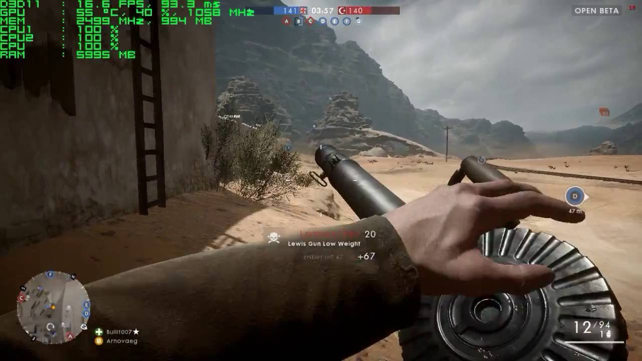 Battlefield 1 Open Beta. FPS Test Nvidia GTX 650 and Intel Pentium G2140