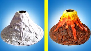 طريقة عمل مجسم بركان بطريقة سهلة ورائعة | How to make a volcano 🌋