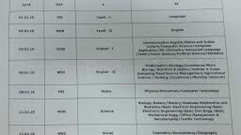 10TH THIRD REVISION TEST AND SECOND REVISION TEST TIME TABLE 2020