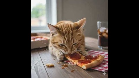 cutie 🥰 cat 😺 eating pizza 🍕😋